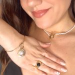 Pulsera nudo charm redondo + perla